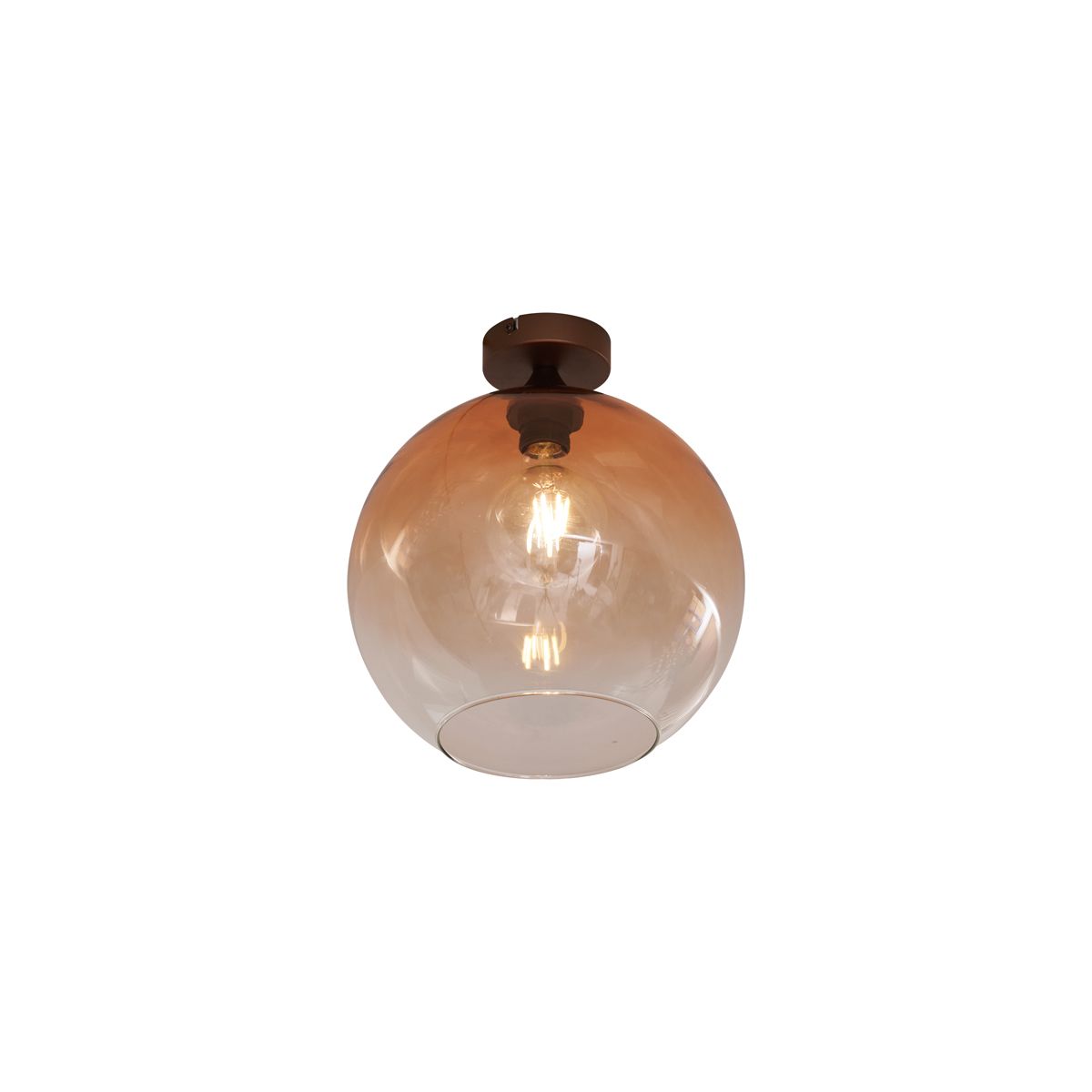 Art Deco plafondlamp donkerbrons met bruin glas - Sandra