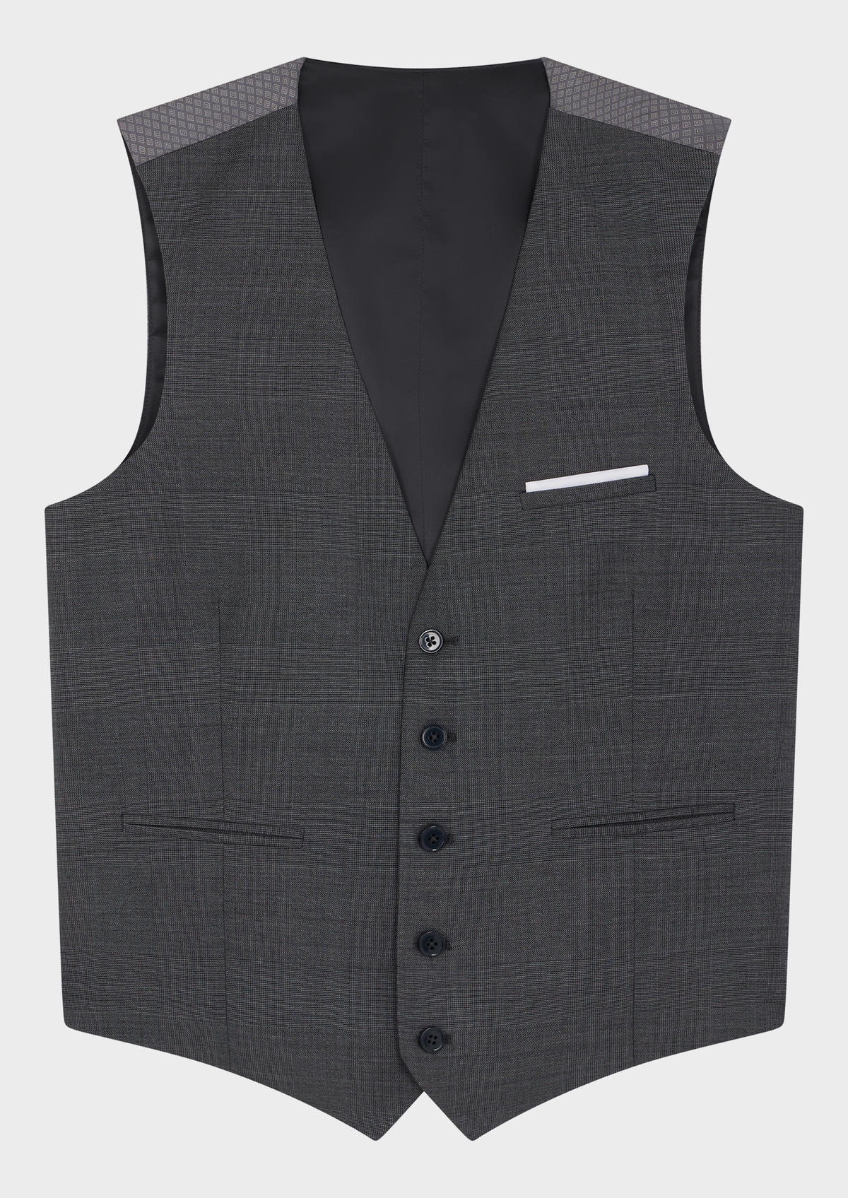 Gilet de costume en laine grise Prince de Galles