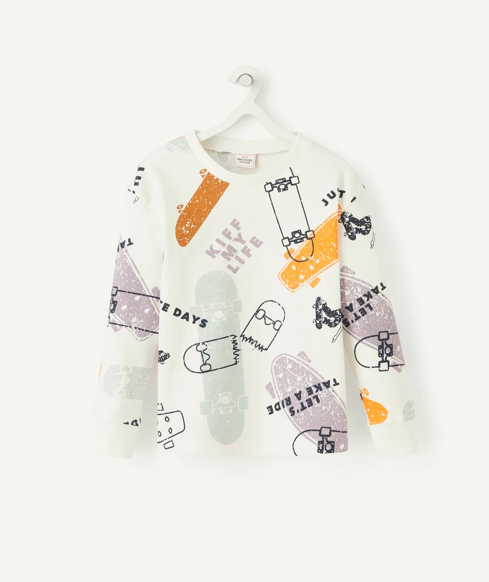 T-SHIRT MANCHES LONGUES GARÇON EN FIBRES RECYCLÉES IMPRIMÉ SKATE