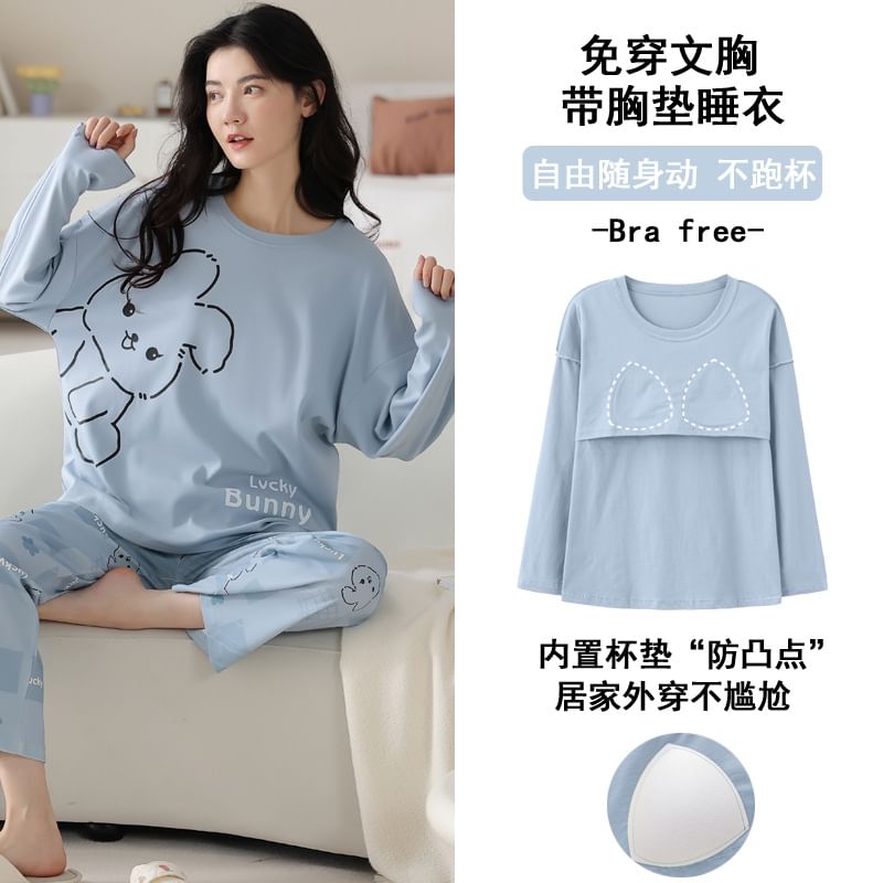 Lion Sniff - Cartoon bedrukte pyjamaset voor borstvoeding