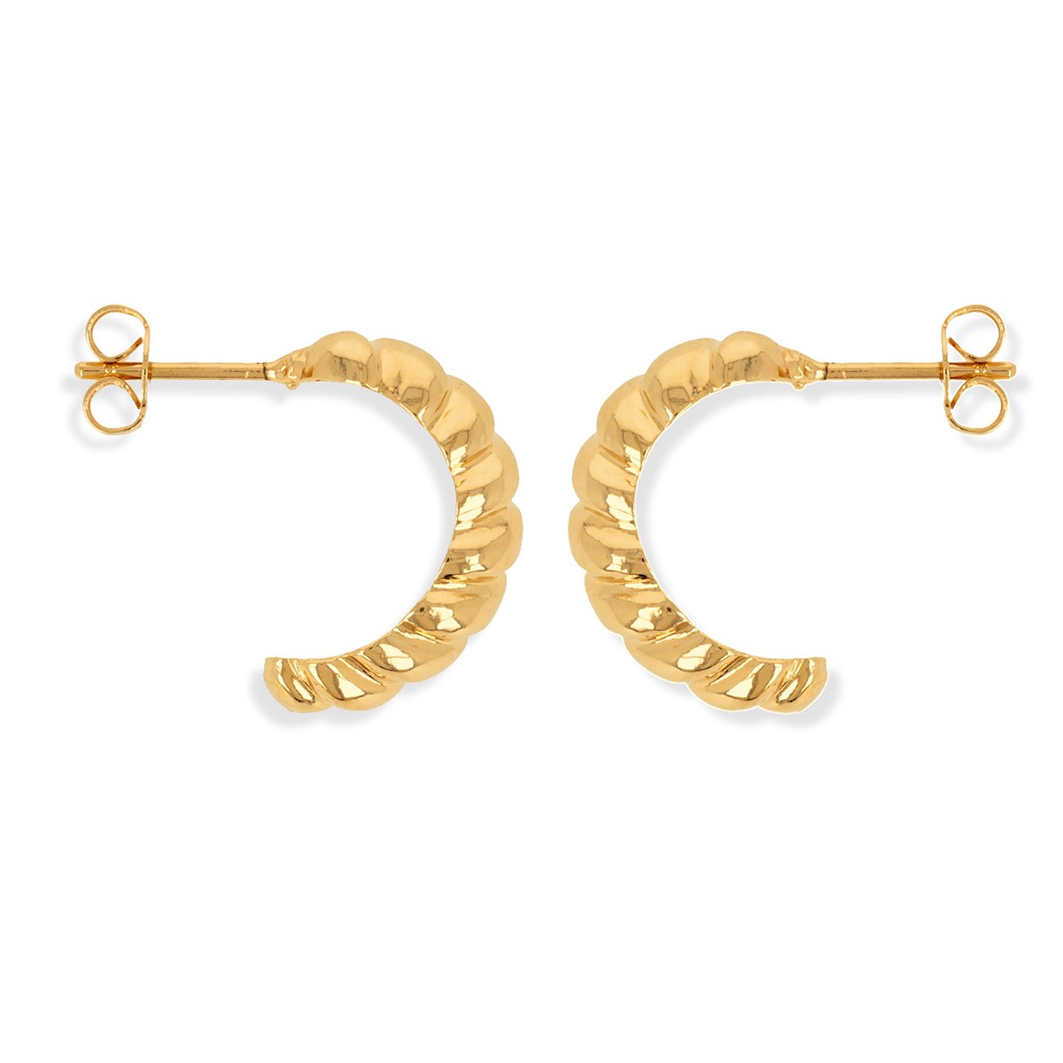 Boucles d'oreille demi-créoles plaqué or 15MM