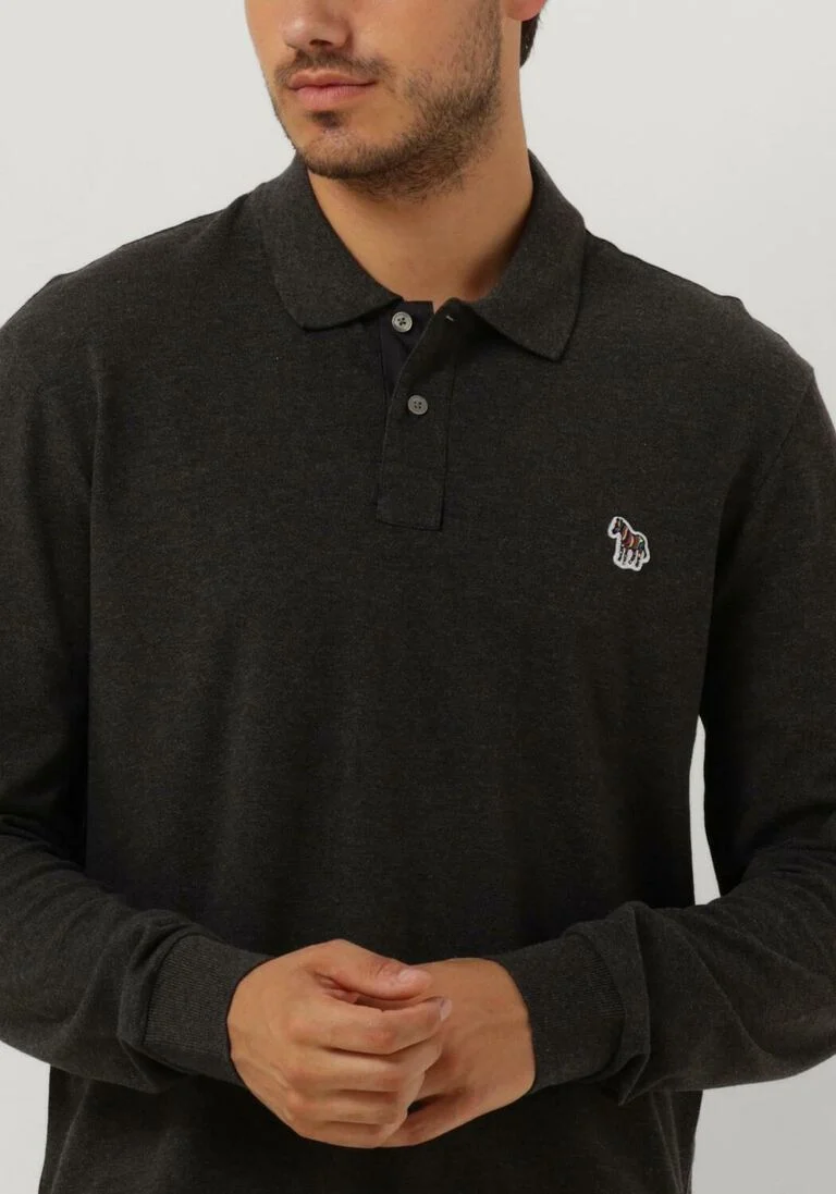 PS PAUL SMITH antraciet ps paul smith polo mens slim fit ls polo shirt zebra