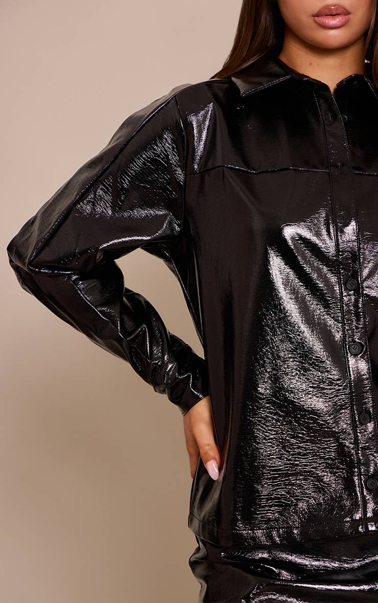 Noir Chemise Oversize En Synthétiquecuir
