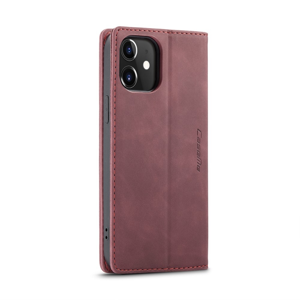 iPhone 12 / iPhone 12 Pro Leder Tasche Flip Wallet Etui mit Kartenfächern - Rot