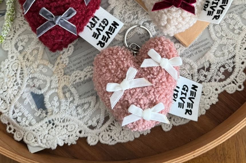 SeoulMall - Fleece Hart Lint Sleutelhanger