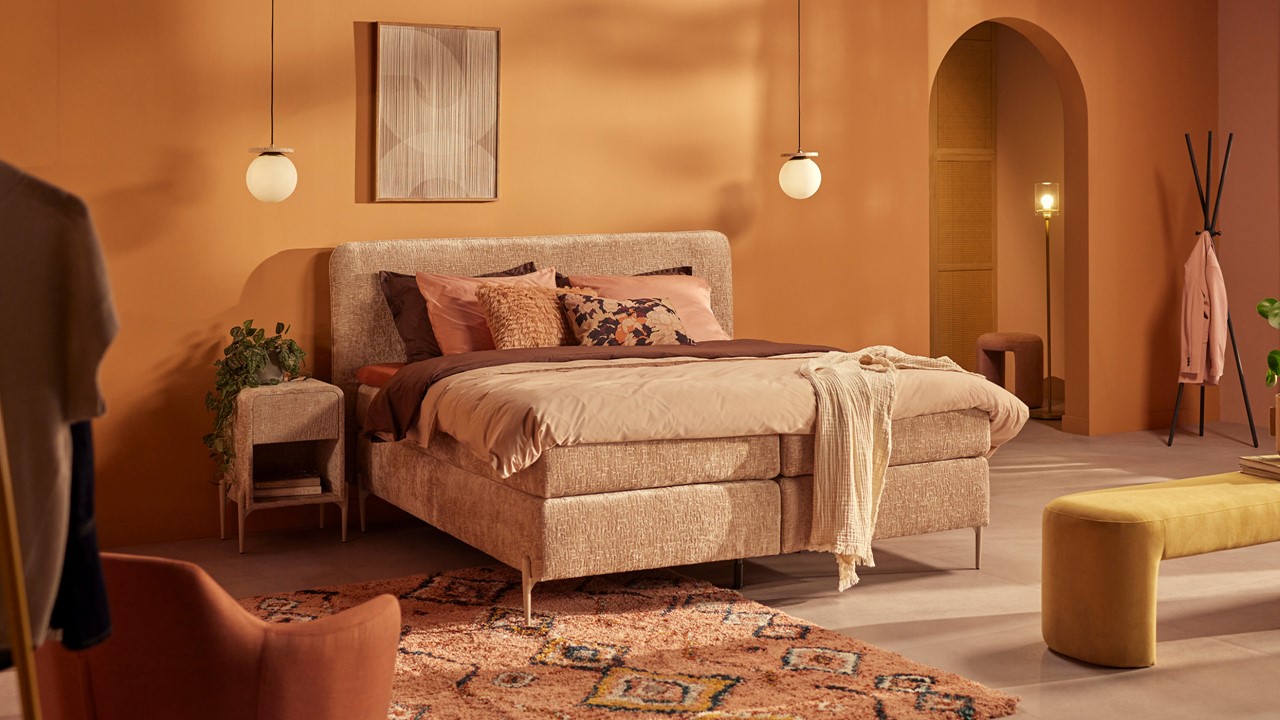 Boxspring Quartz - Velvet motif beige
