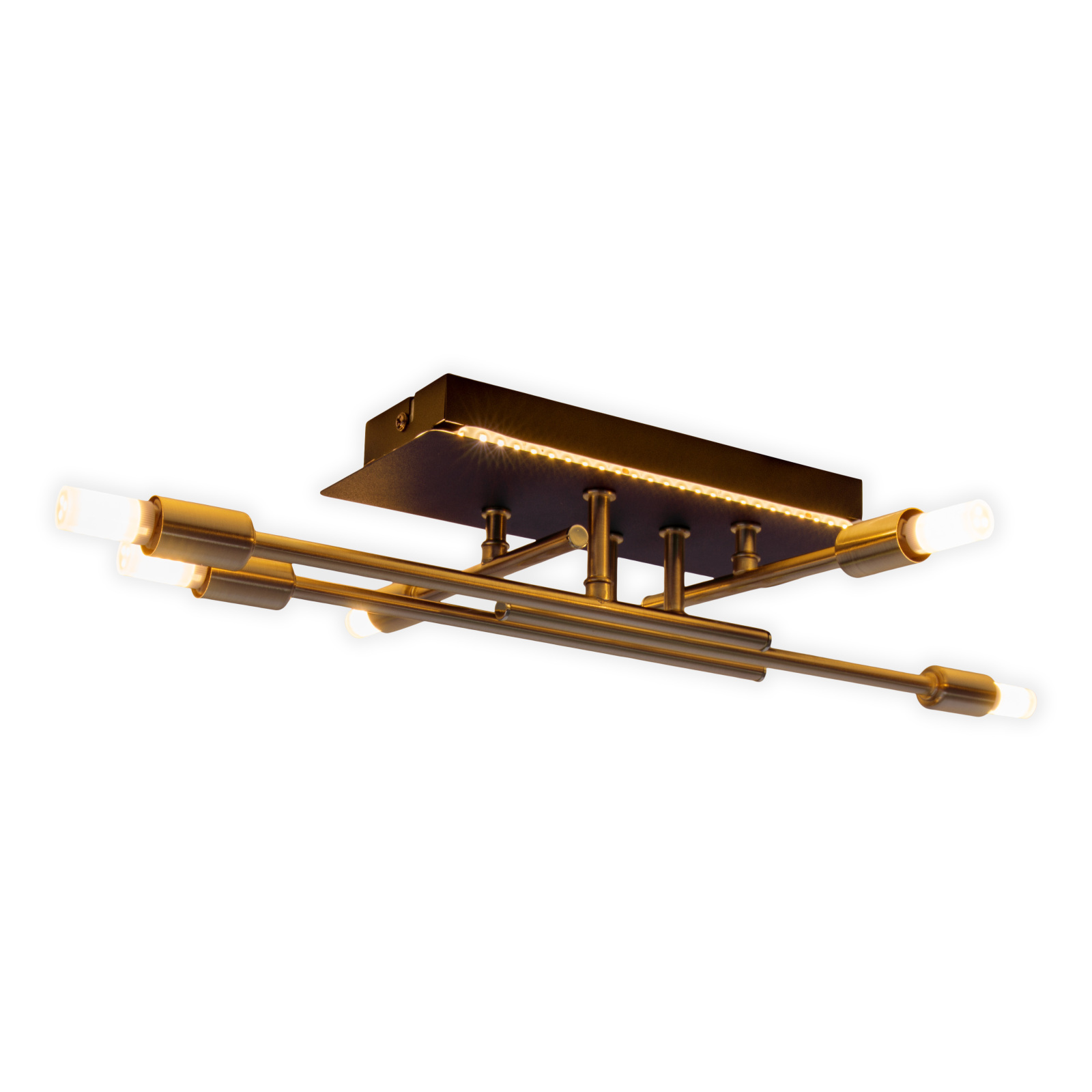 LED-Deckenleuchte ANCONA - schwarz-gold - 41 cm - mit Backlight