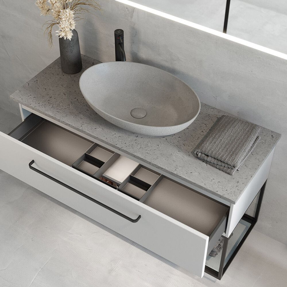 BADEROMSMØBEL CAMARGUE SKÄRGÅRD IQ+ HVIT MATT/BETONG 120 CM
