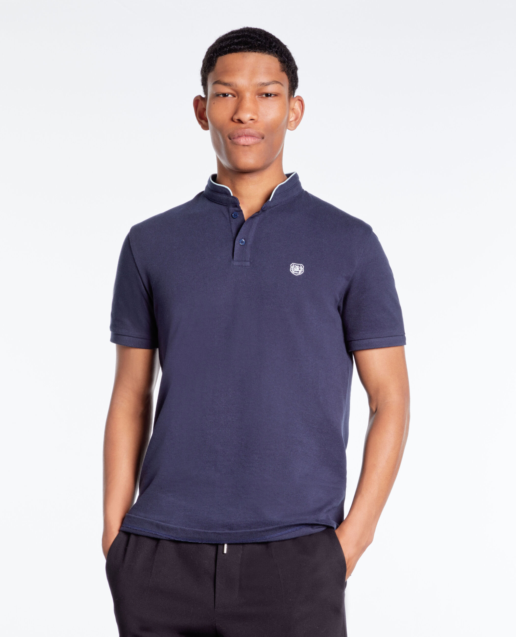 Polo bleu marine en coton
