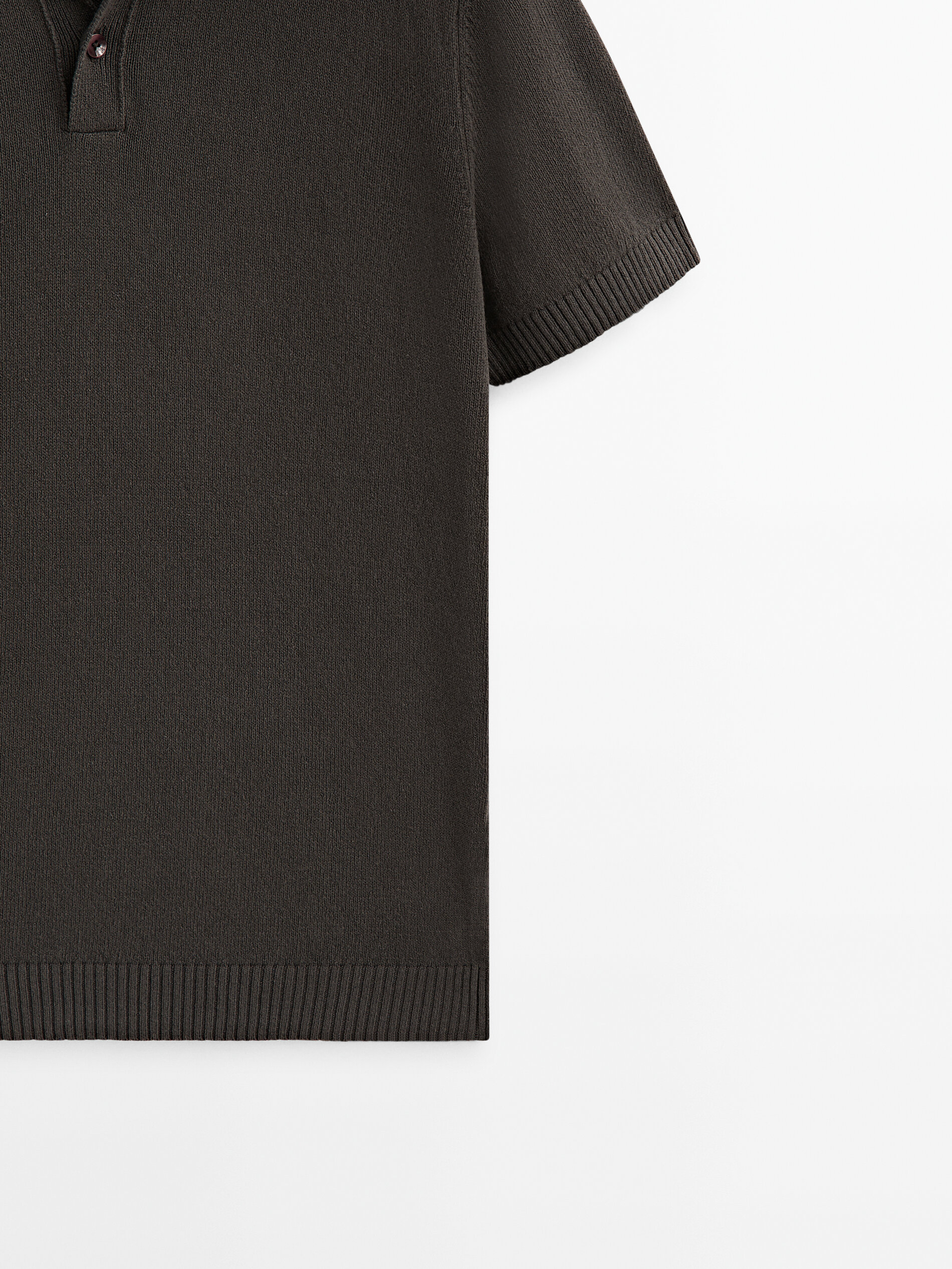 Camisa polo de algodão de manga curta - MARROM