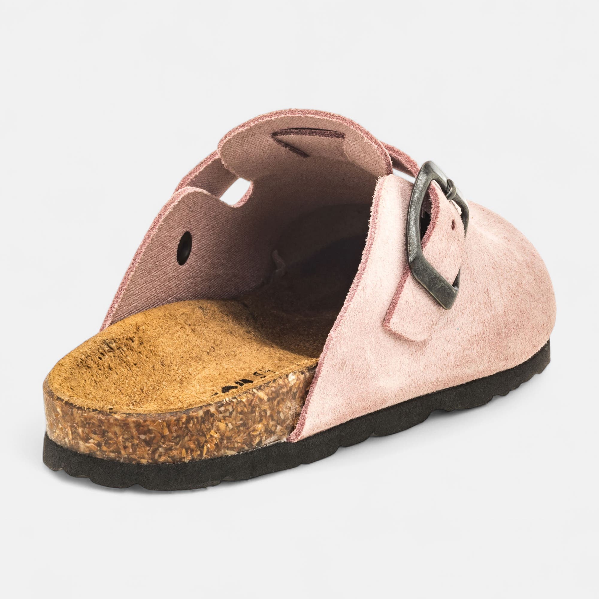 Mules semelle liège Fille en cuir rose