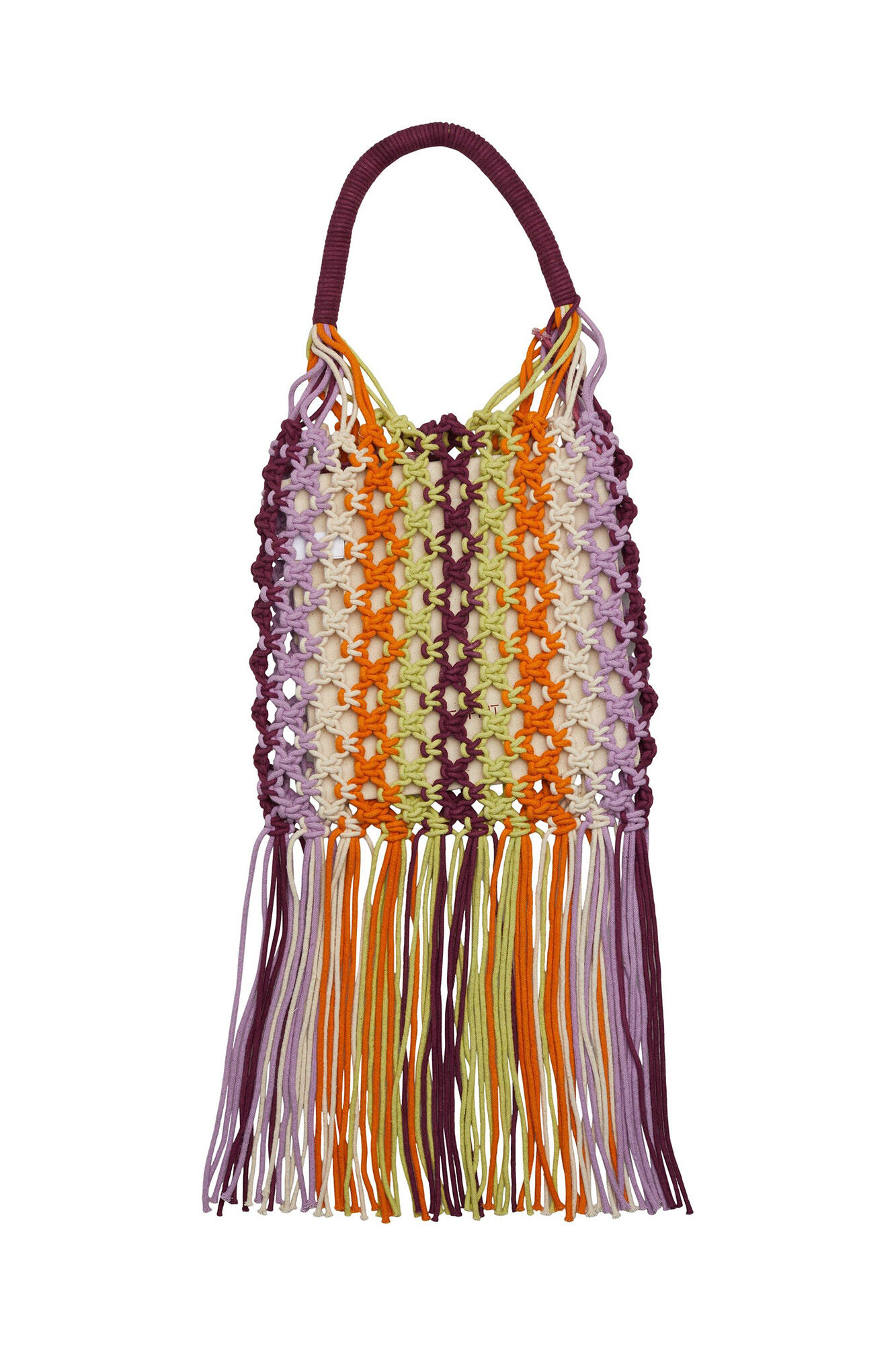 Bolsa hobo de crochê multicolorida em algodão - Multicolorida