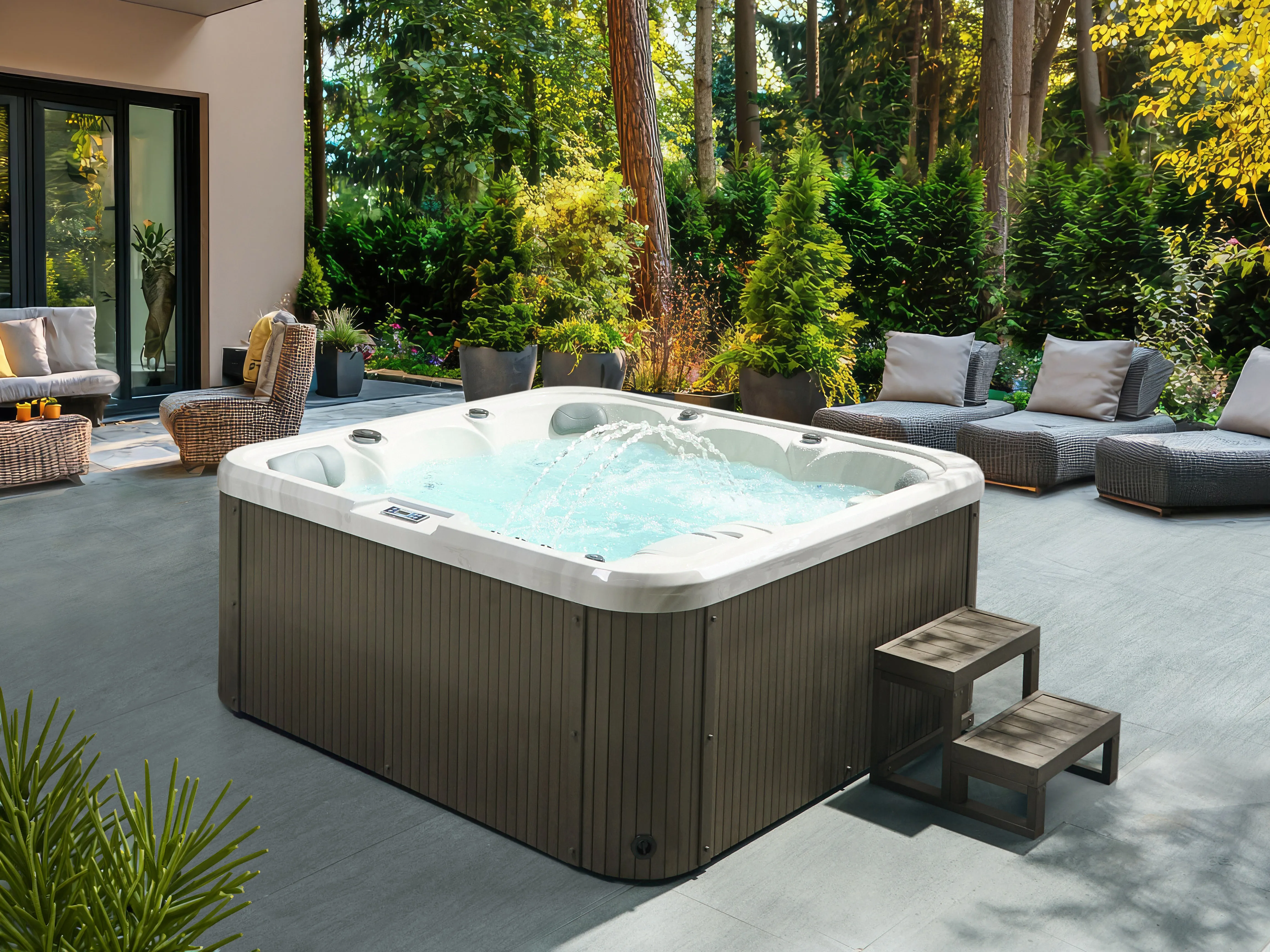 Buiten hottub met LED CALIMA Wit