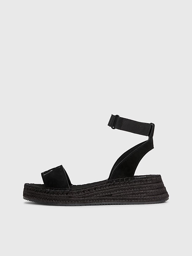 Sandálias espadrille de camurça com salto plataforma