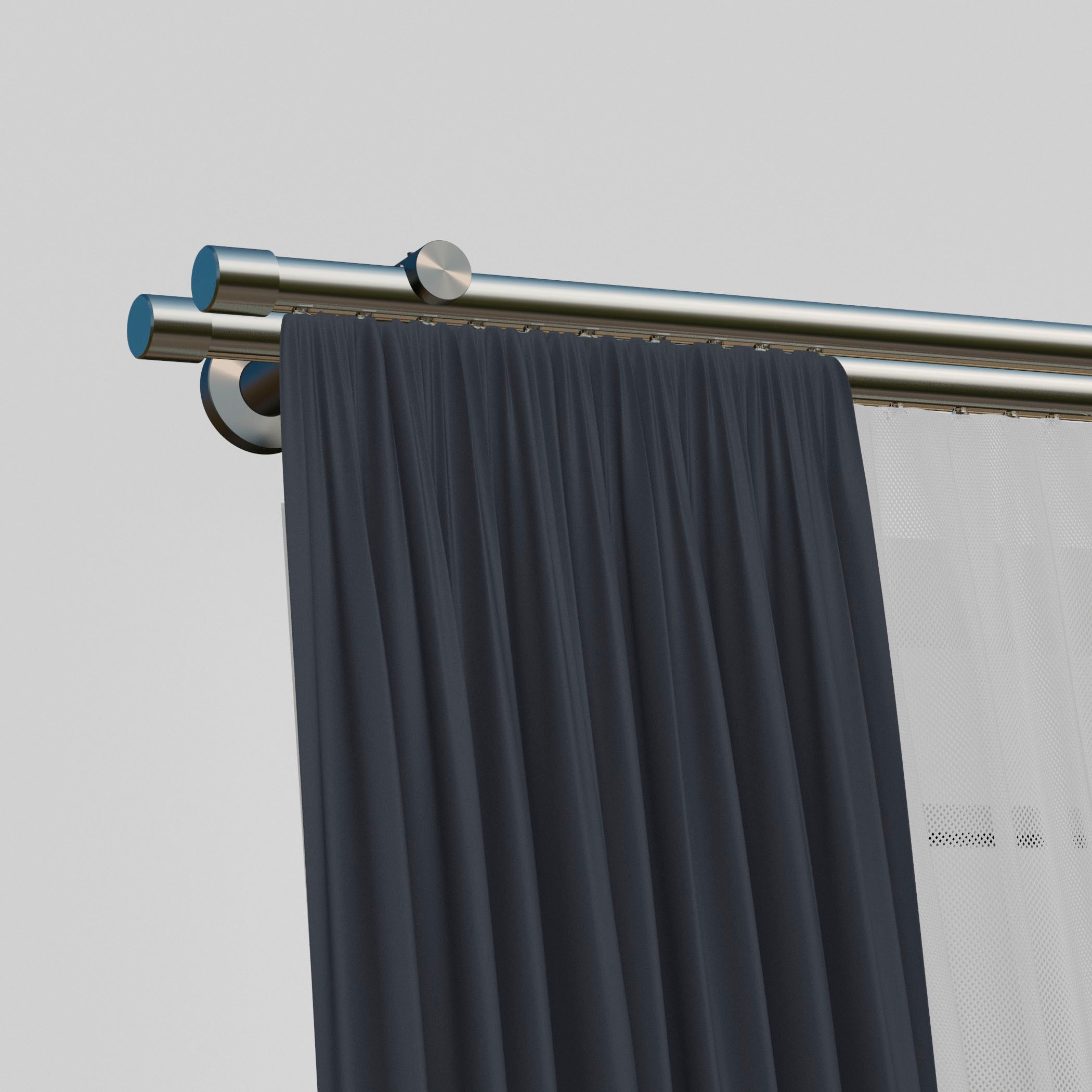 GOODproduct Gardinenstange »Kappe 2-Lauf« Ø 20 mm 2 läufig-läufig Fixmass Innenlauf Komplett-Set inkl. Gleitern und Montagematerial