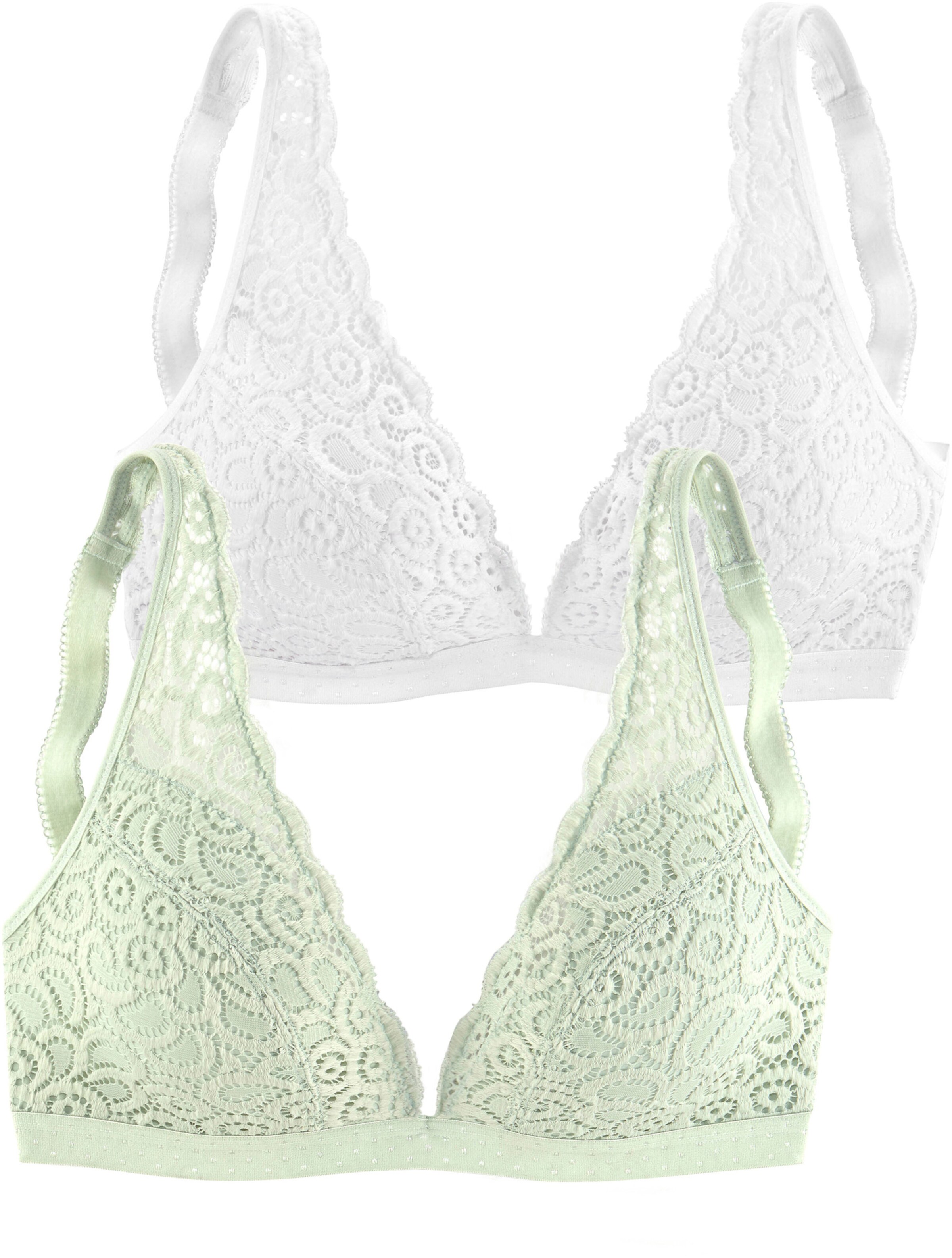 petite fleur Bralette-BH in hellgrün+weiß