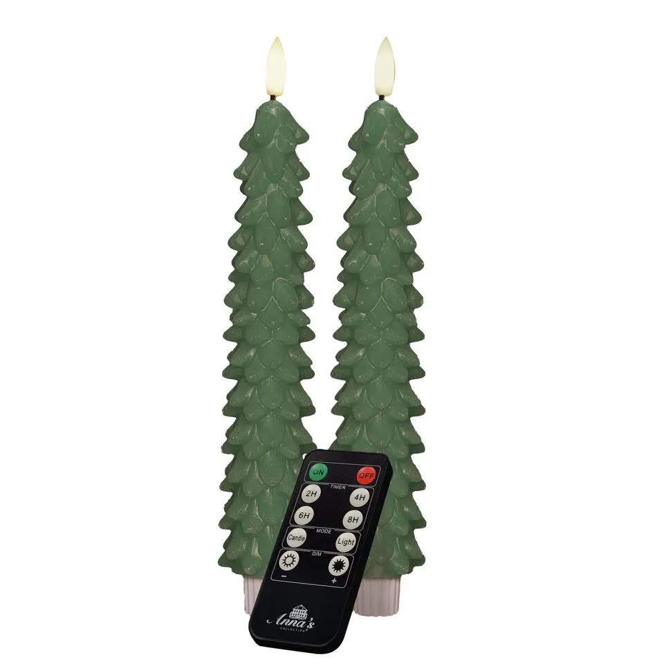 Anna's Collection LED dinerkaars - 2x - groen - kerstboom - 23 cm