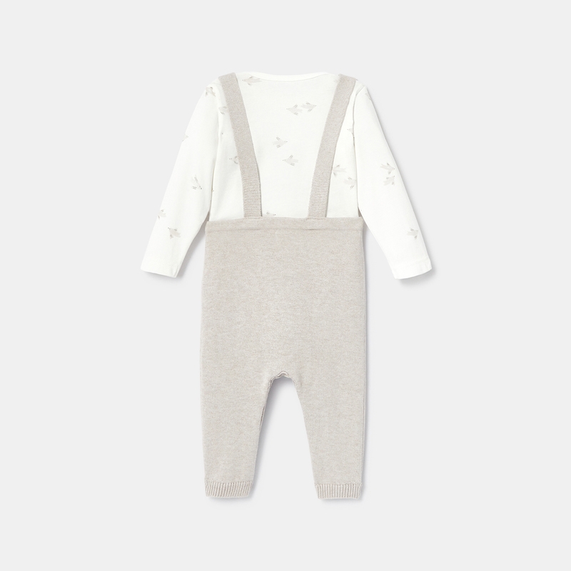 Ensemble salopette et t-shirt beige naissance Absorba