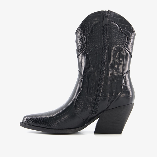 Blue Box dames croco western laarsjes zwart