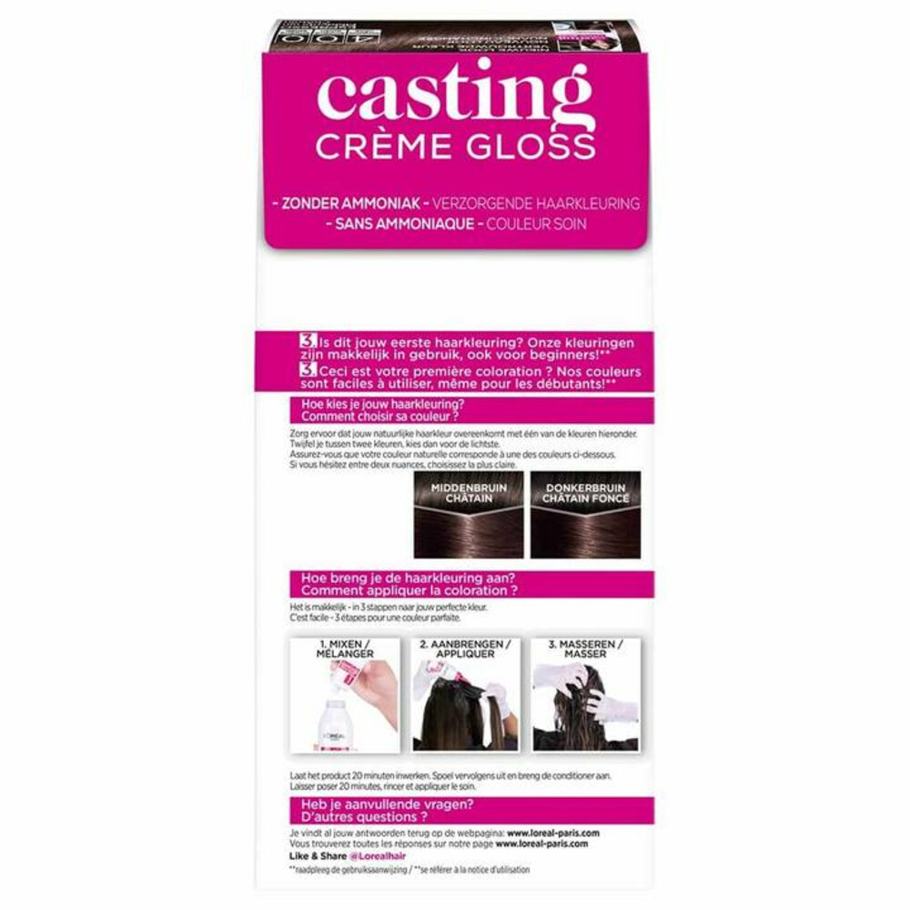 L'Oréal Casting Crème Gloss Semi-Permanente Haarkleuring 400 Espresso - Middenbruin