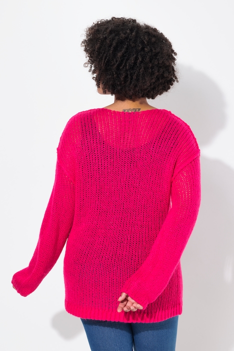 Pullover, oversized, Ballonärmel, V-Ausschnitt.