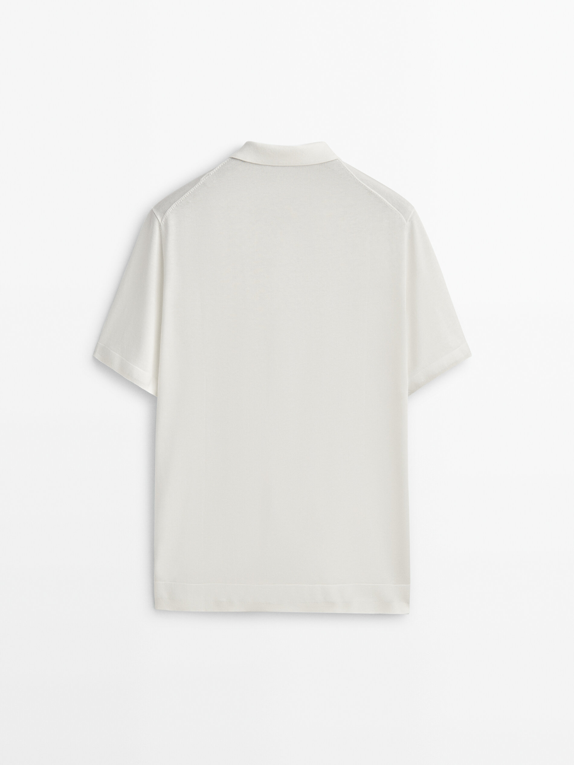 Camisa polo em mistura de algodão e seda - Studio - OFF WHITE