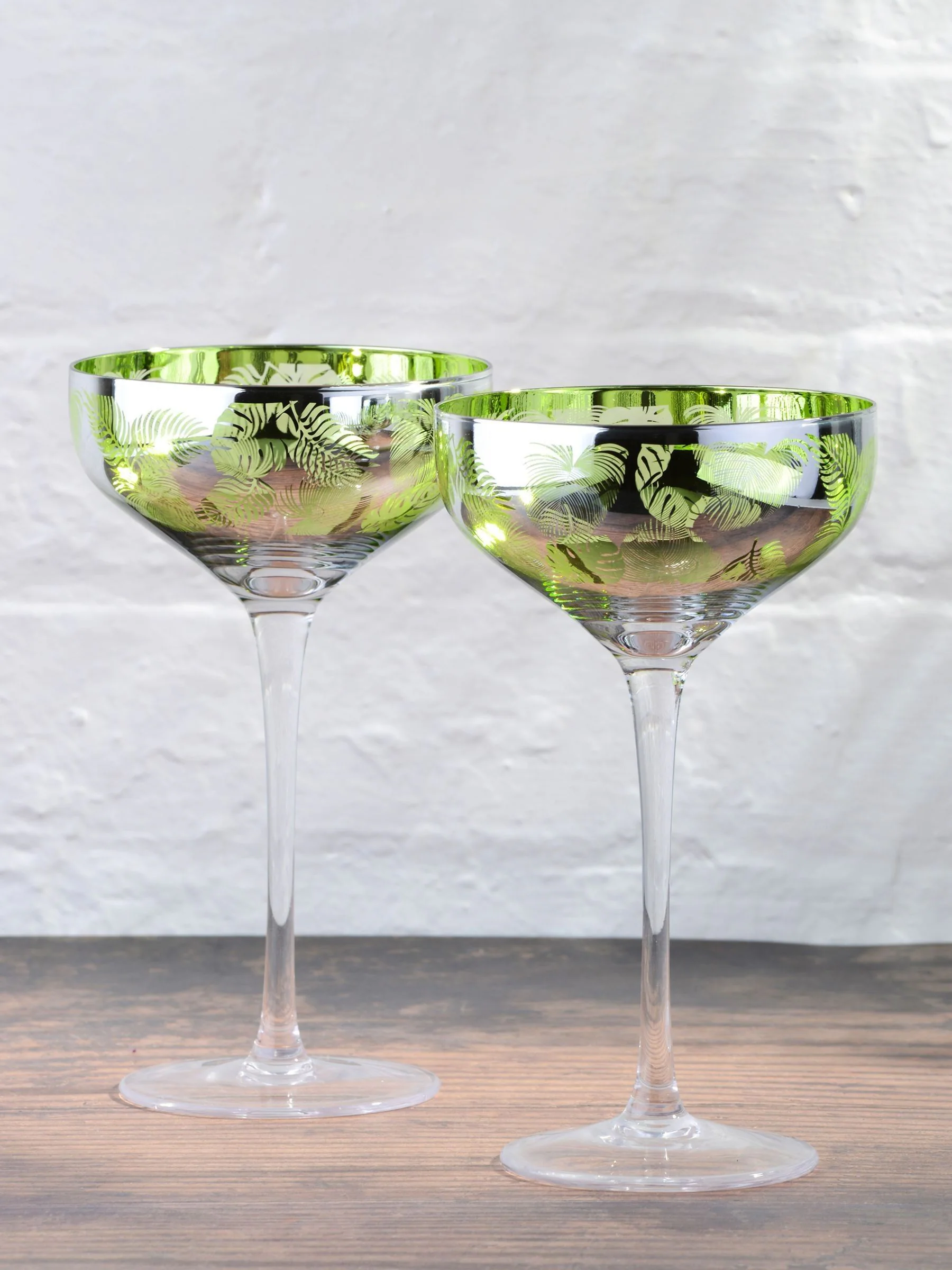 Artland Set of 2 Tropical Leaves Champagne Saucers