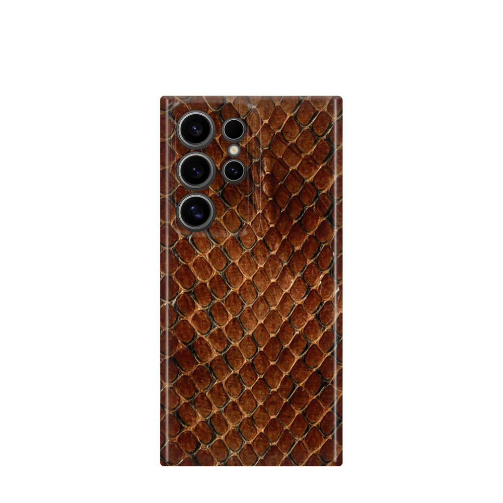 Samsung Galaxy S24 Ultra Kunststoff Hülle Schlangenleder - Braun
