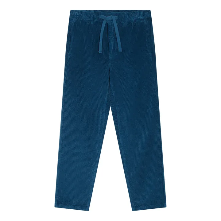 SMALLABLE BASICS Pantalon Homme Elastiqué à la Taille en Velours Côtelé | Vert canard