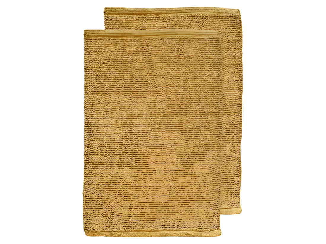 Lot de 2 tapis de salle de bain 40 x 60 cm en coton moutarde - PEPPO