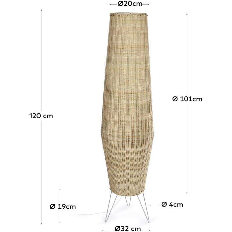 Lampadaire grande Kamaria en rotin finition naturelle