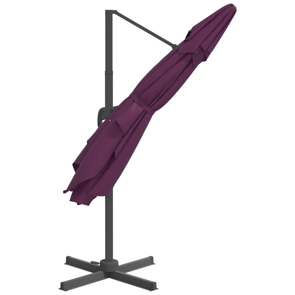 Parasol meuble de jardin déporté avec mât en aluminium 400 x 300 cm bordeaux
