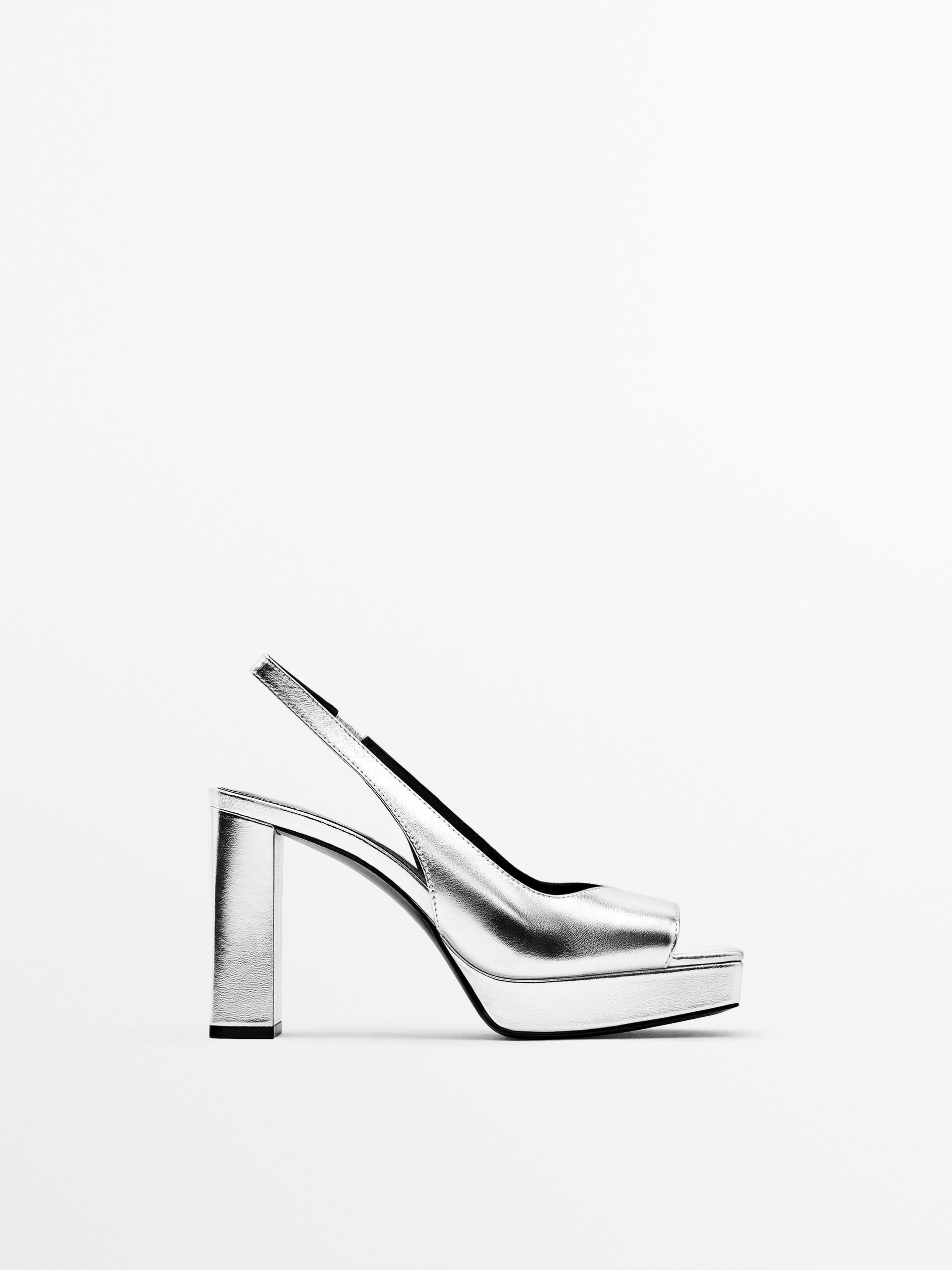 Zapato tacón destalonado metalizado -Studio - PLATA