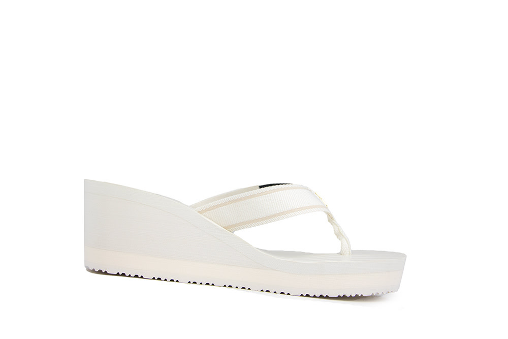 Tommy Hilfiger Stripes Wedge Beach Sandal Ivory