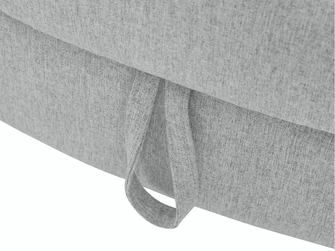 Méridienne gauche convertible en tissu gris clair avec coffre de rangement PENELOPE