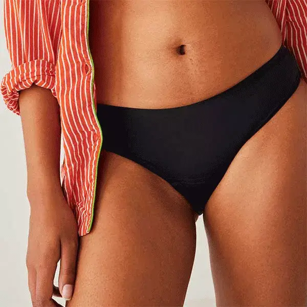 Calcinha menstrual de microfibra Smoon, fluxo médio, preta, tamanho TXS