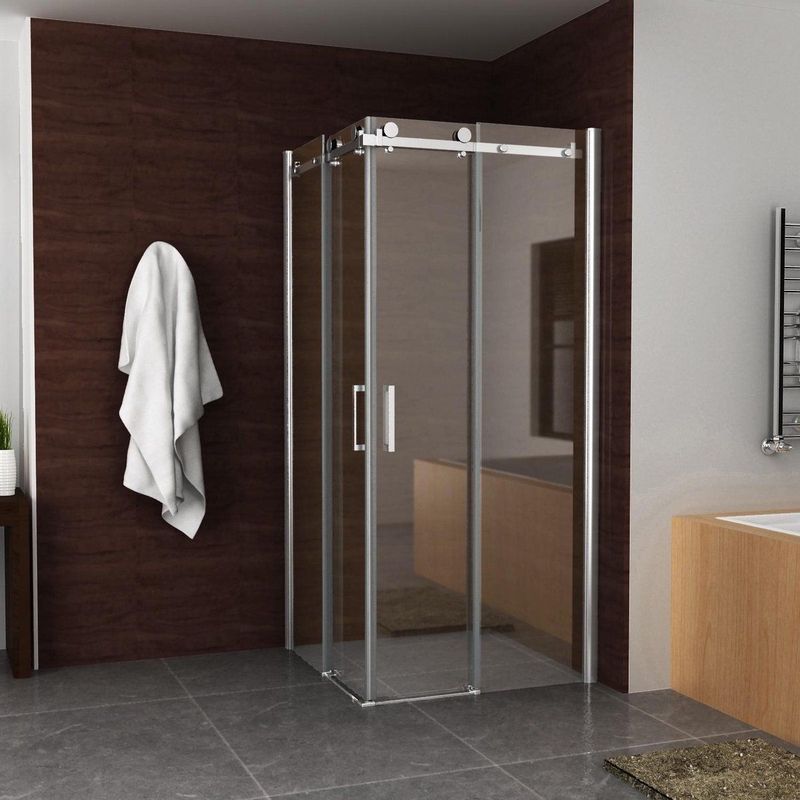 BWS - Douchecabine - Hoekinstap - Transparant - Veiligheidsglas - 2 Schuifdeuren