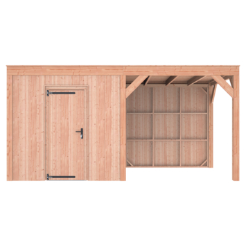 Tuinhuis met overkapping Douglas hout onbehandeld 495 x 255 cm