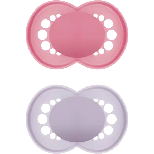 Schnuller Original Silikon, 6-16 Mon., pink / lila