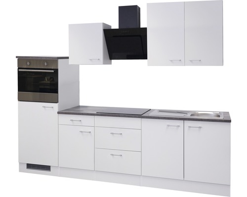 Flex Well keukenblok met apparatuur Lucca 270 cm wit mat gedemonteerde variant omkeerbaar 00011565