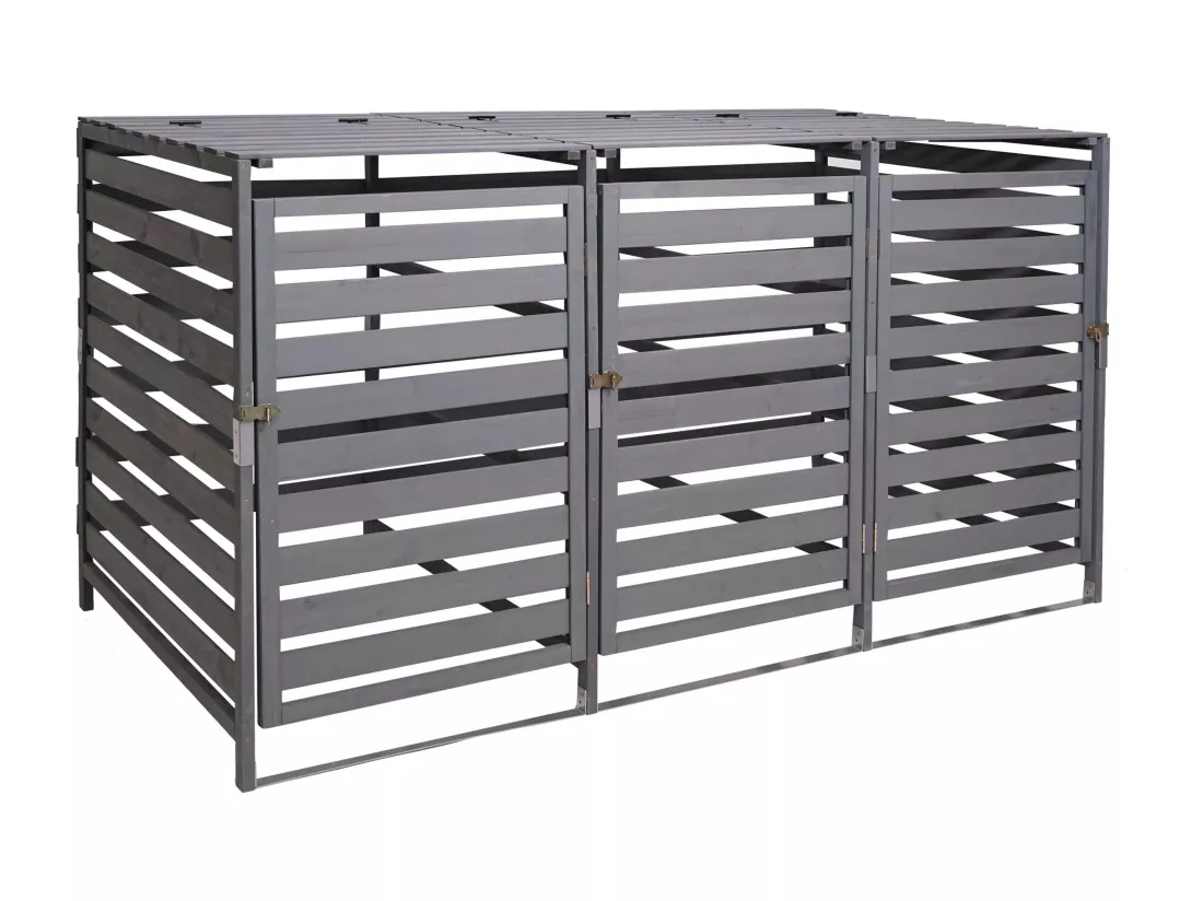 Cache-poubelle MCW-H62 pour 3/6 poubelles, gris clair