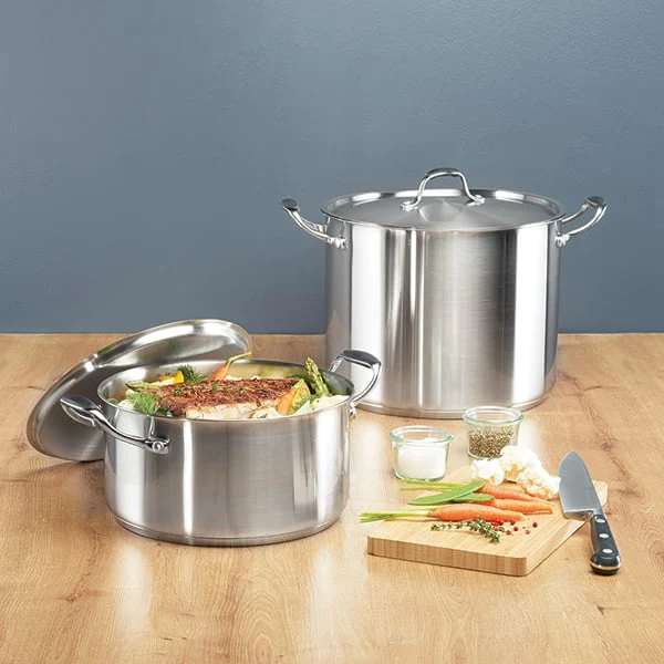 Set de deux faitouts en inox avec couvercle 24 cm et 28 cm Excell’inox
