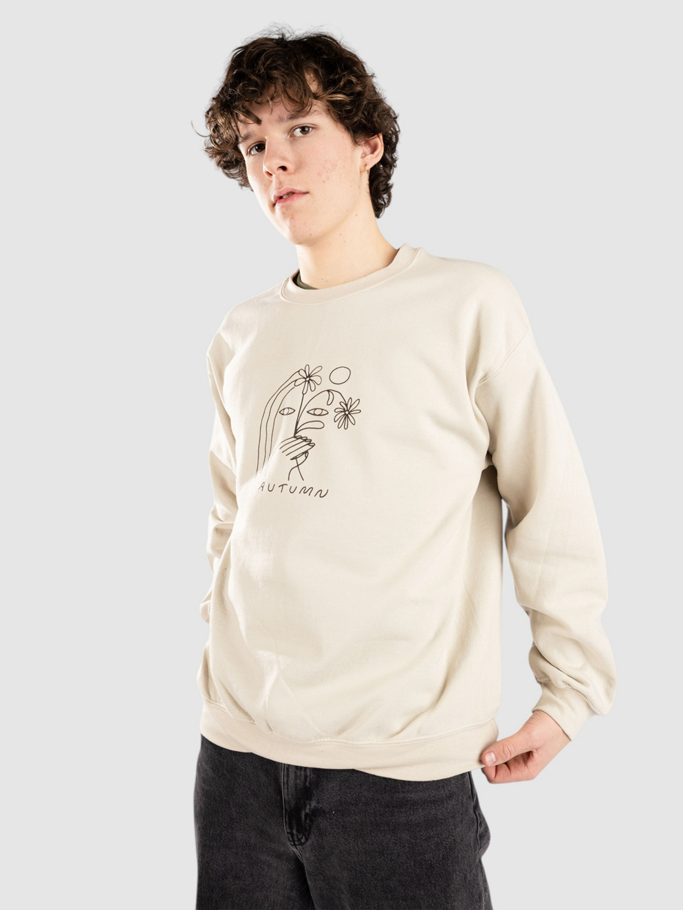 Autumn Headwear Her Eyes Crewneck Sweater sand