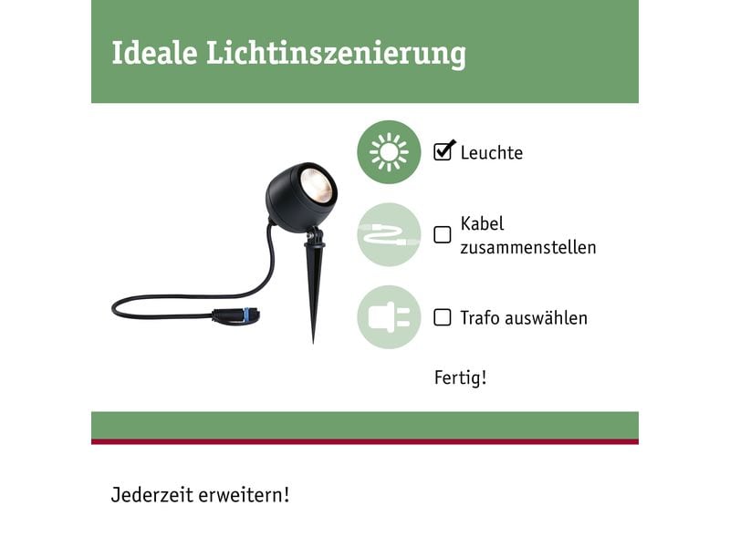 Paulmann Gartenspot Plug & Shine Kikolo, 60°, 3000K, 7.2W, LED Gartenstrahler