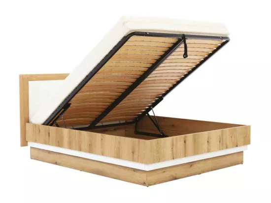 Chambre complète 140x200 Blanc/Bois clair - ABOKI n°1