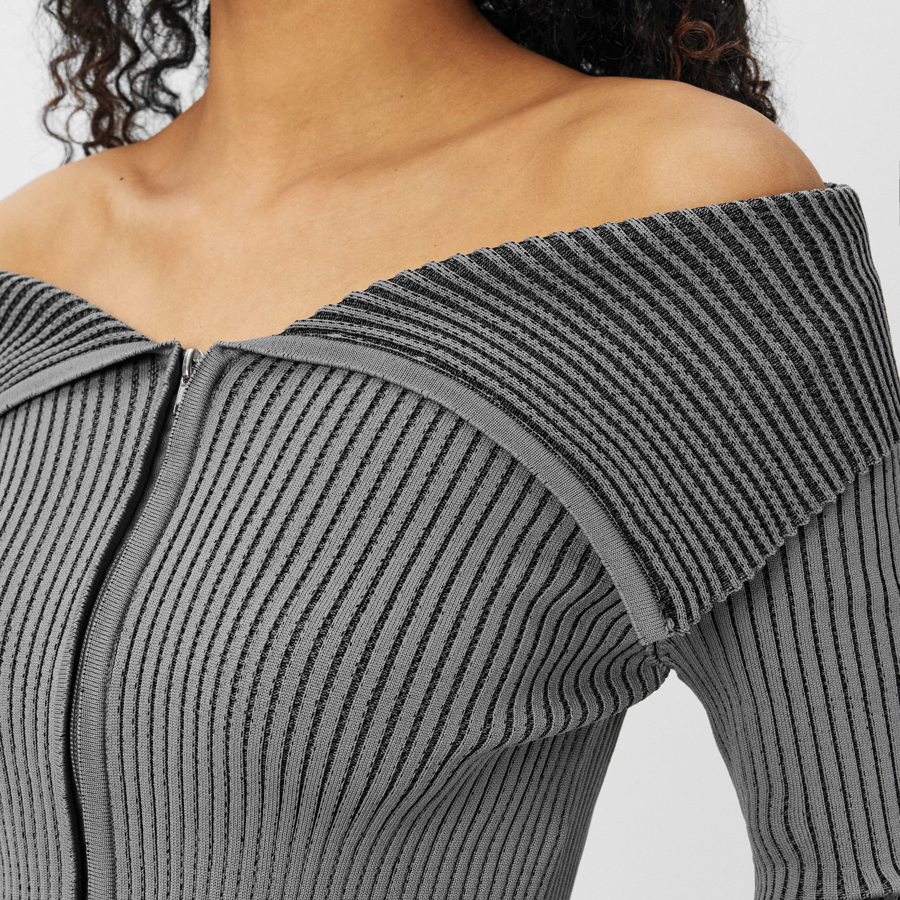 Missy Empire Knit Folded Zip Through Top