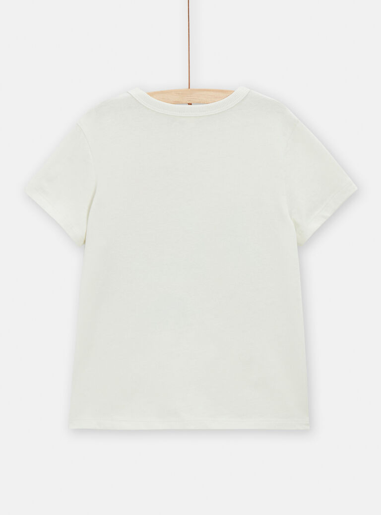 T-shirt écru animation dinosaures pour garçon