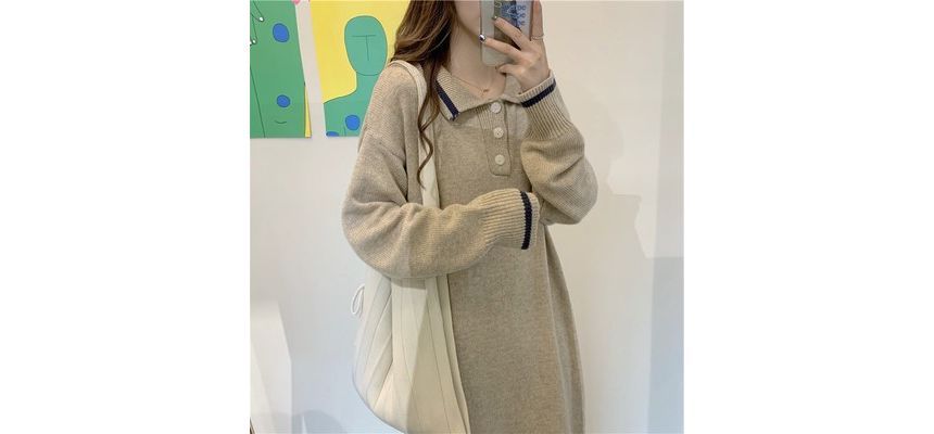ISSOL - Midi-polojurk met lange mouwen en contrasterende afwerking