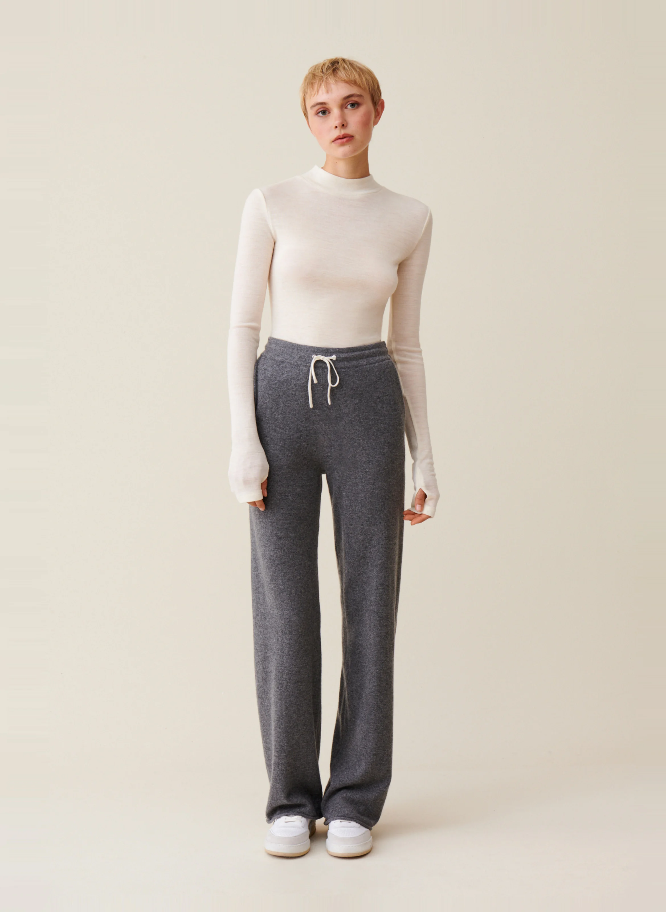 Pantalon fluide en cachemire | Gris
