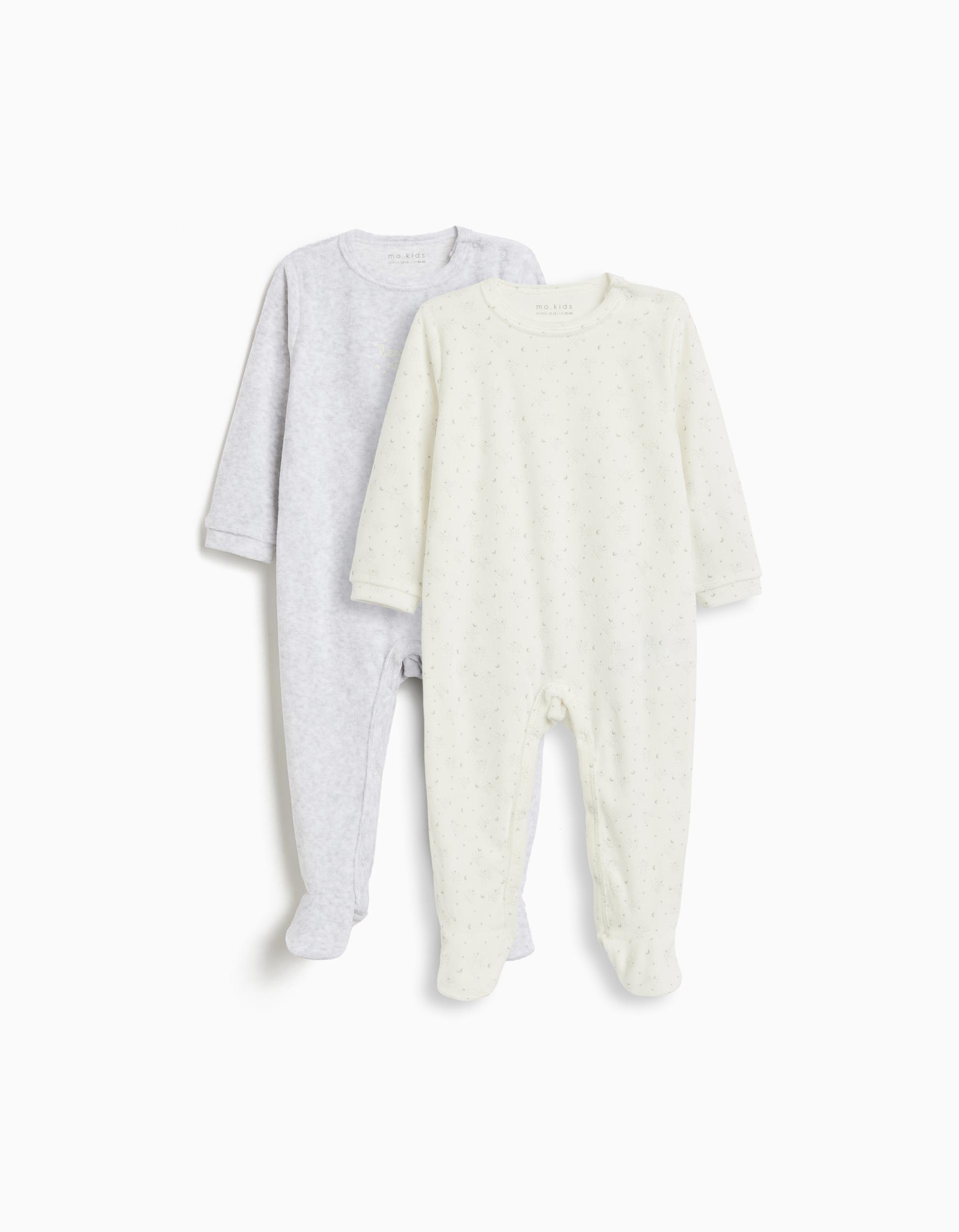 Pack 2 Babygrows, Recém-Nascido, Cinzento Claro